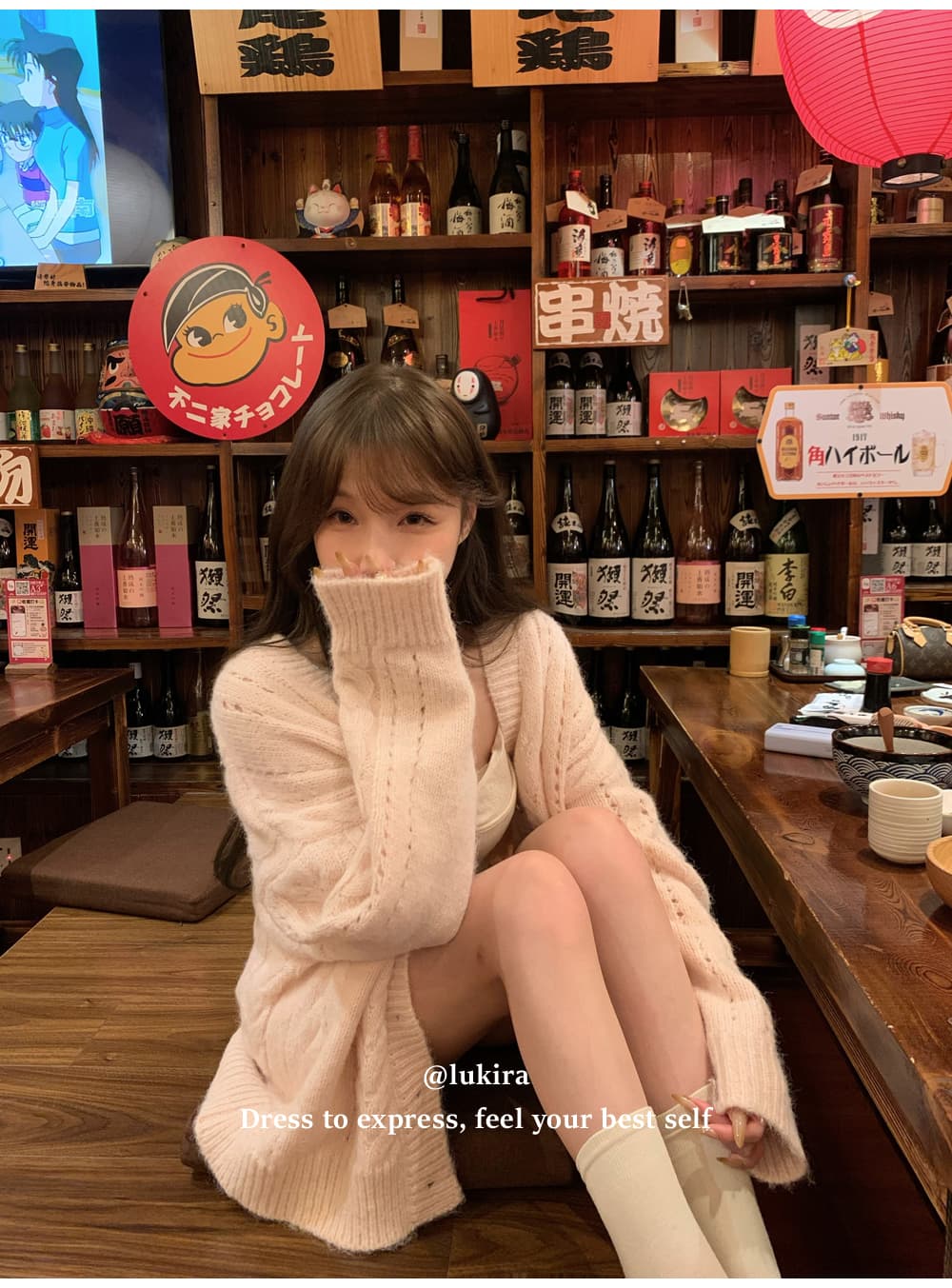 lukira 부드러운 하트 비트 핑크색 꽈배기 스웨터 오픈 가디건 여성 코트 가을 겨울 루즈핏 느긋한 니트 맨위 이미지 3