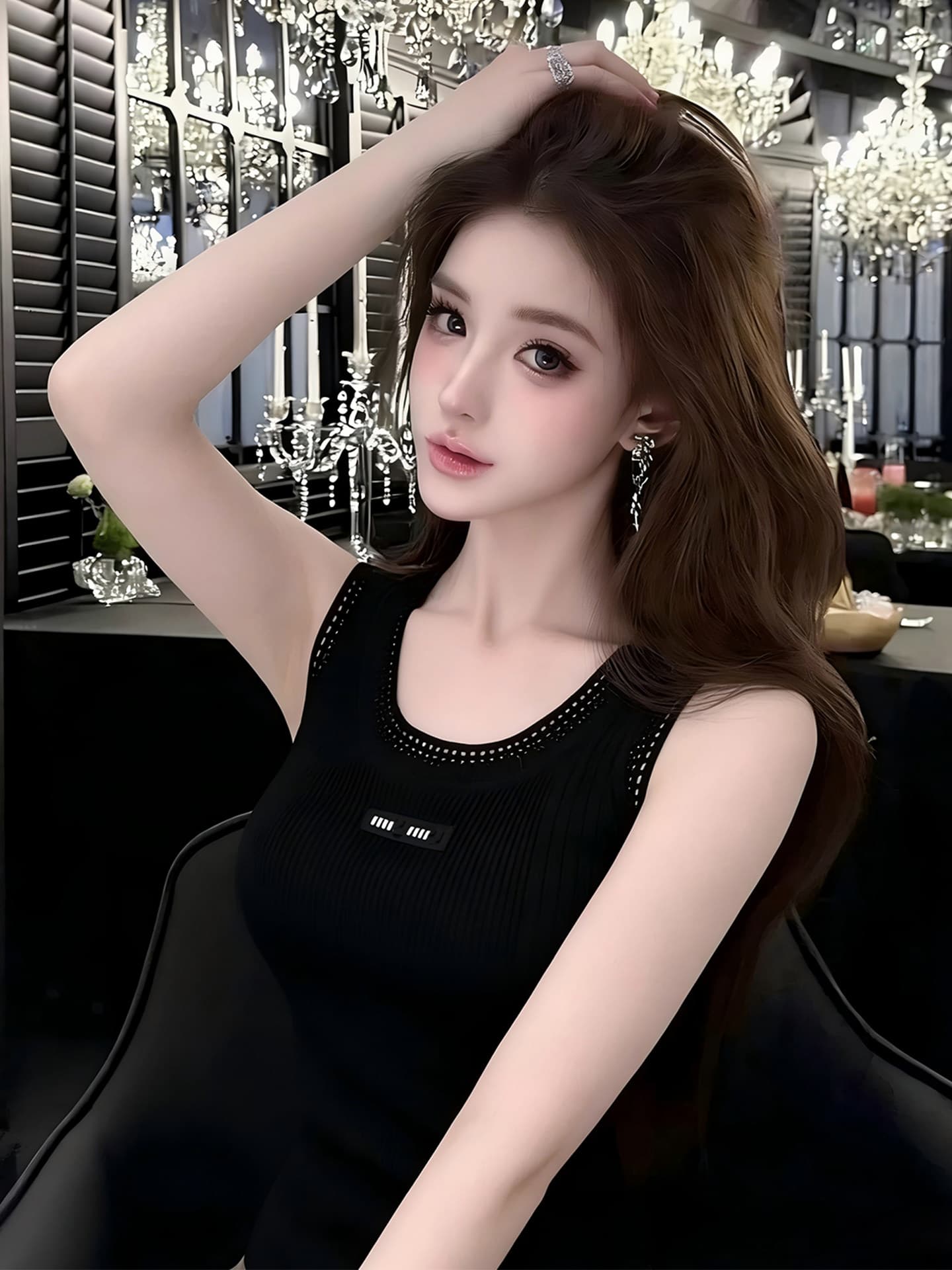 핫걸 바람 알파벳 자수 민소매 니트 조끼 여성 몸매 가꾸기 슬림해 보이는 다용도 인사이드 잡아라. 의류 상세 이미지 7