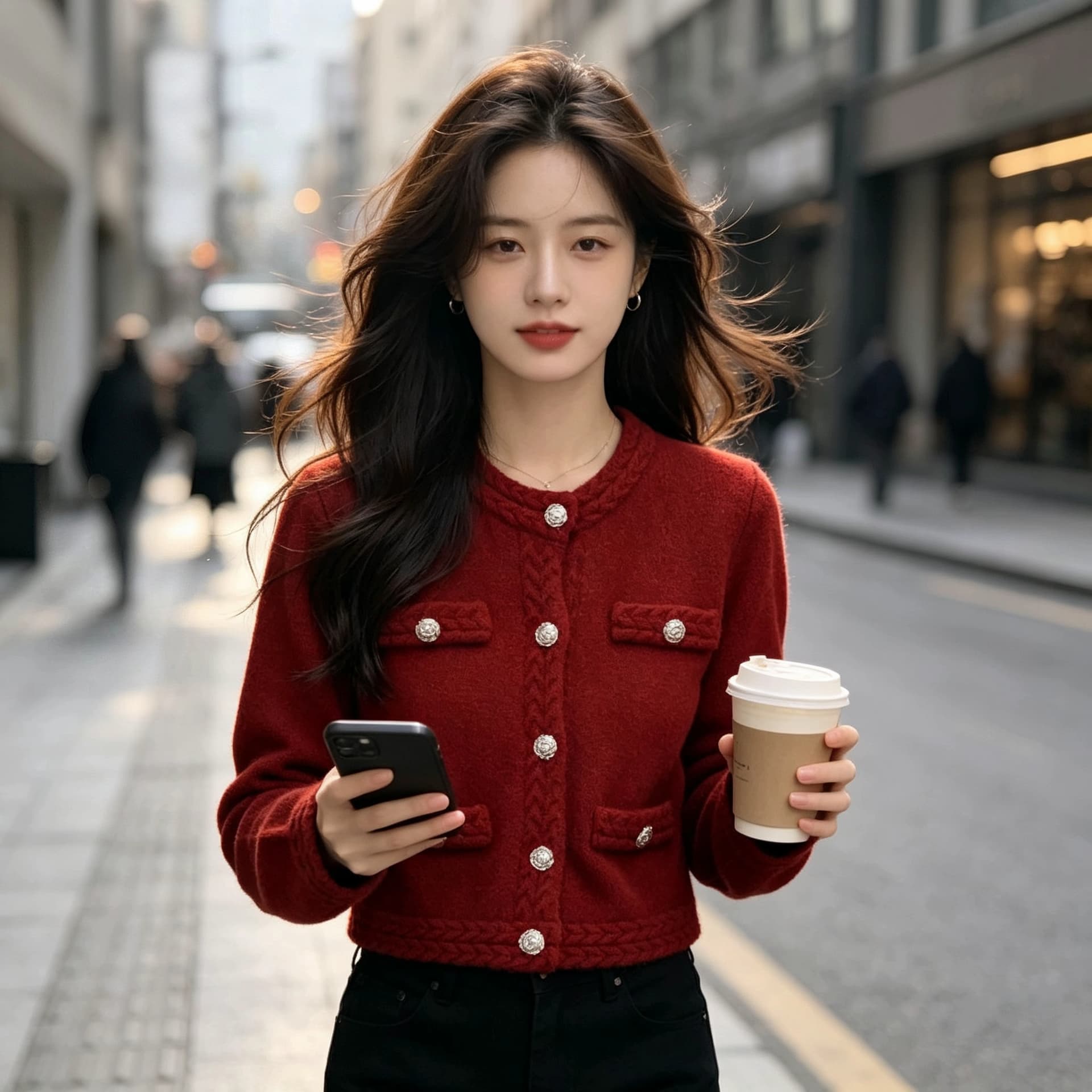 봄 가을 착용 가져 가라. 빛 럭셔리 바람 절묘한 쇼트 스타일 재킷 꽈배기 라운드 넥 니트 품격 고급 센스 오픈 가디건 여성 셔츠 상세 이미지 6