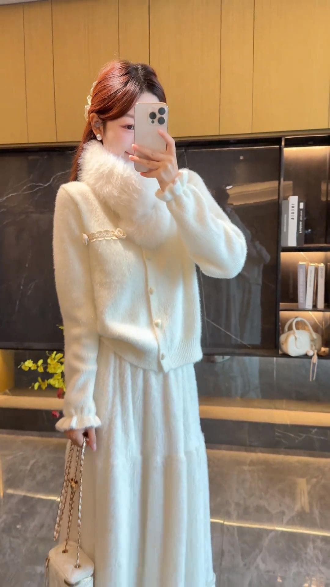 작은 샤넬 스타일 레이스 꽃 칼라 스웨터 여자 2026 봄 가을 새로운 부드러운 달콤함 품격 니트 카디건 코트 상세 이미지 13