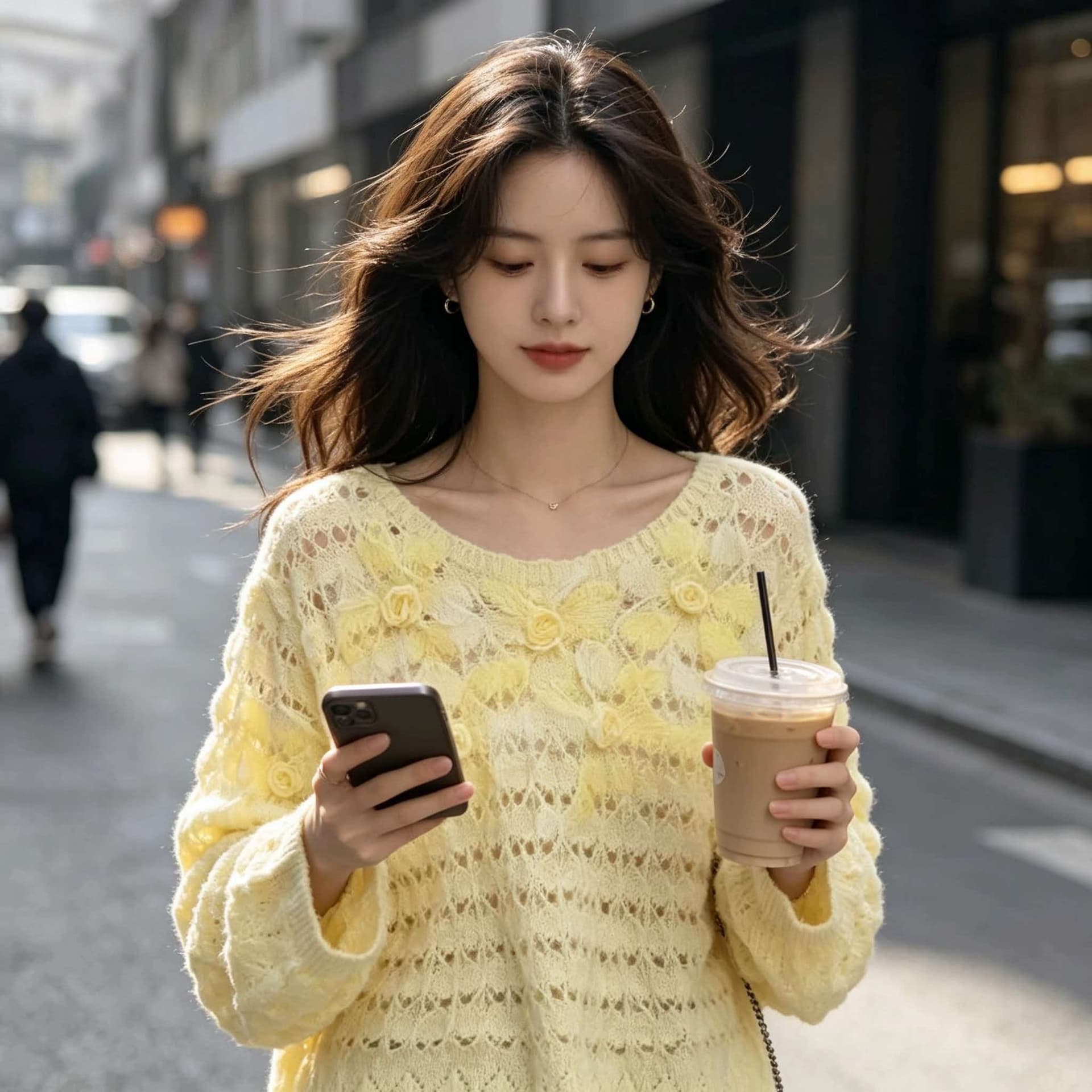 프랑스식 작은 샤넬 스타일 훅 제직 3 차원 꽃 니트 스웨터 여성 2026 가을 새로운 패션 다용도 맨위 트렌디 상세 이미지 4