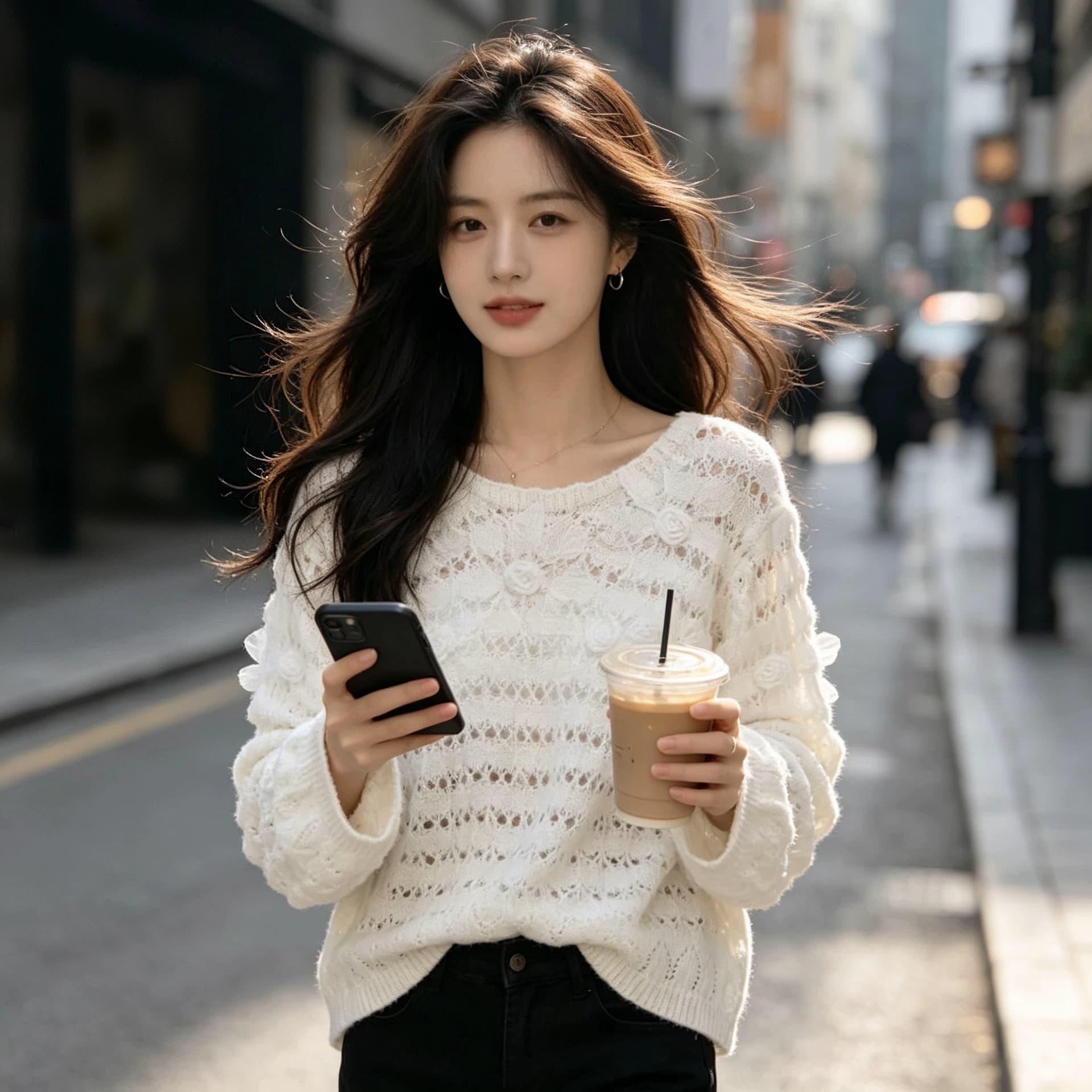 프랑스식 작은 샤넬 스타일 훅 제직 3 차원 꽃 니트 스웨터 여성 2026 가을 새로운 패션 다용도 맨위 트렌디 상세 이미지 14