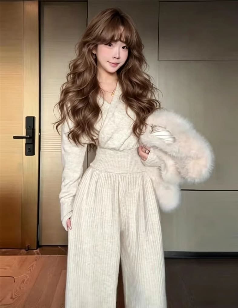 한 부서 전체 집합 깊은 겨울 착용 가져 가라. 작은 샤넬 스타일 캐주얼 니트 투피스 슈트 가을 겨울 자이언트 잘 생긴 패션 고급 센스 상세 이미지 2