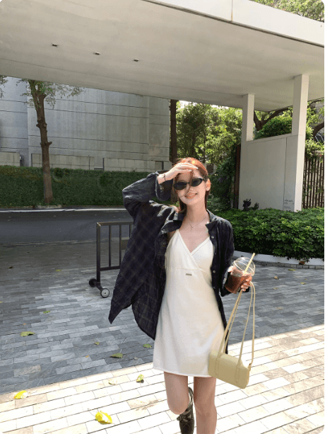 im ~까지 체크무늬 영화 oversize 캐주얼 긴팔 체크무늬 여성 셔츠 느슨함 센스 루즈핏 가을 어깨 소매 재킷 상세 이미지 4