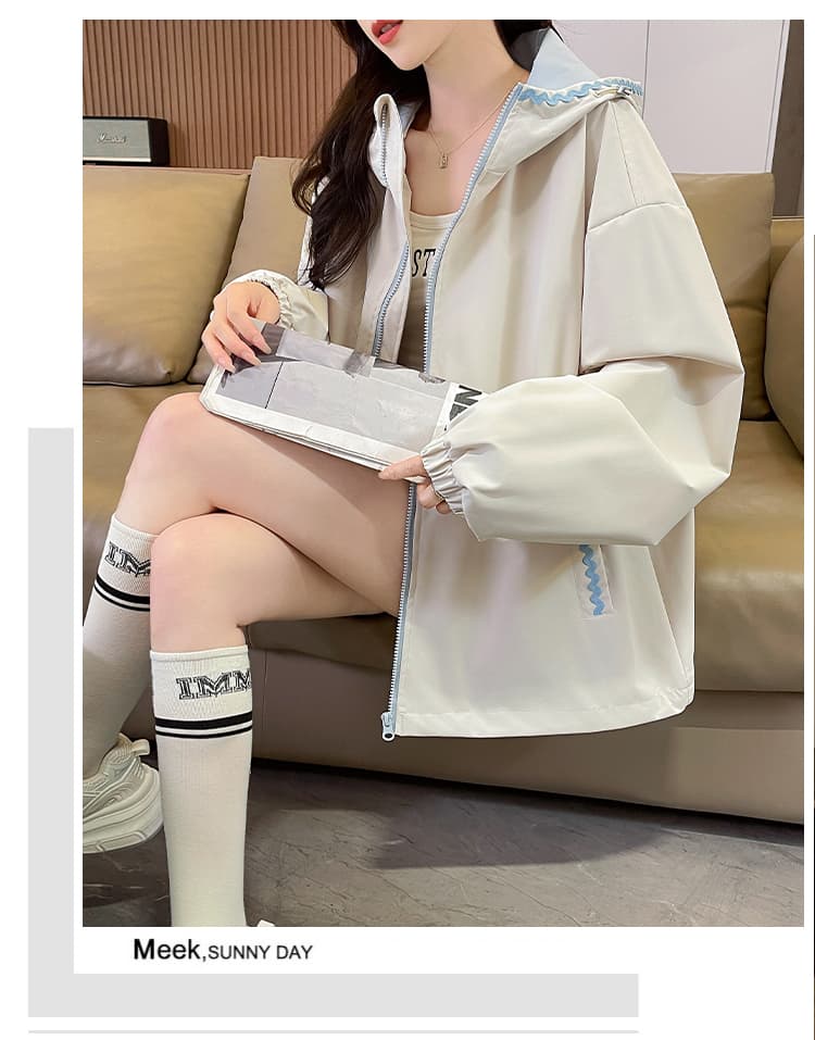 실사 자켓 여성 코트 2026 새로운 봄 야외 방풍 방수 배색 루즈핏 후드 맨위 재킷 상세 이미지 24