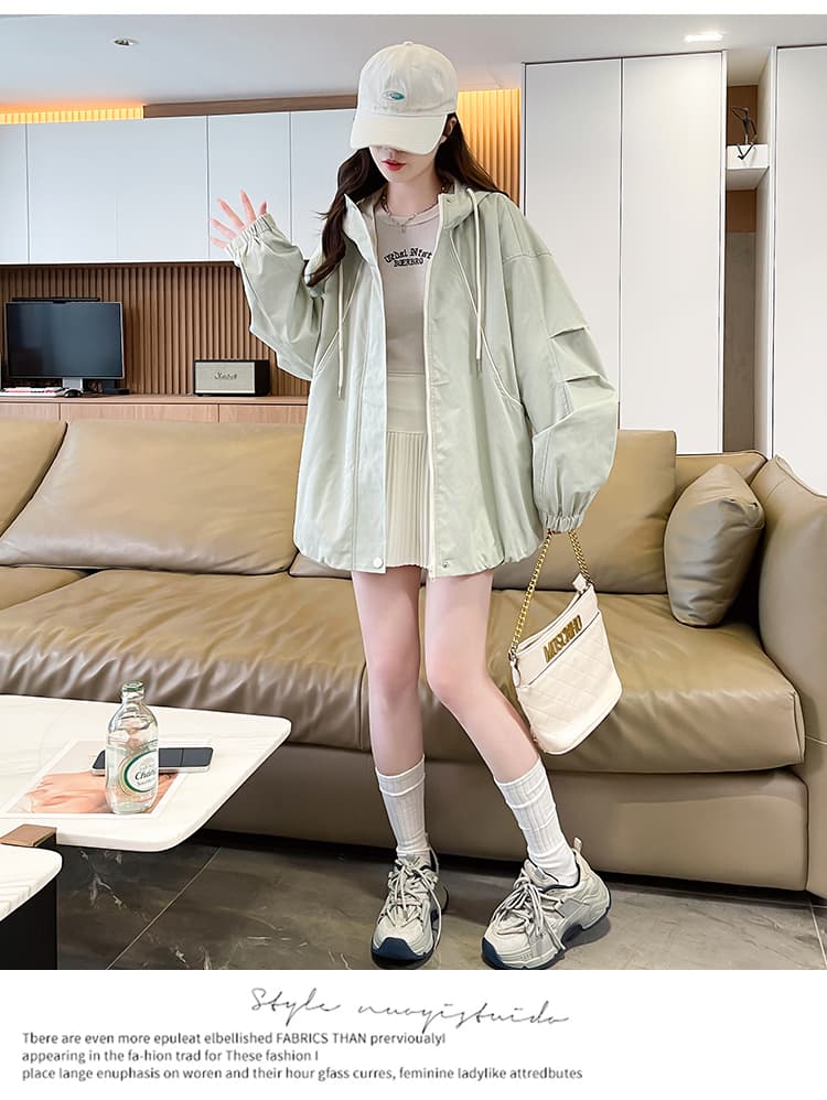 실사 학생 착용 봄과 가을 옷 패치워크 색상 후드 재킷 2026 가을 새로운 중학교 세련된 재킷 여성 상세 이미지 20