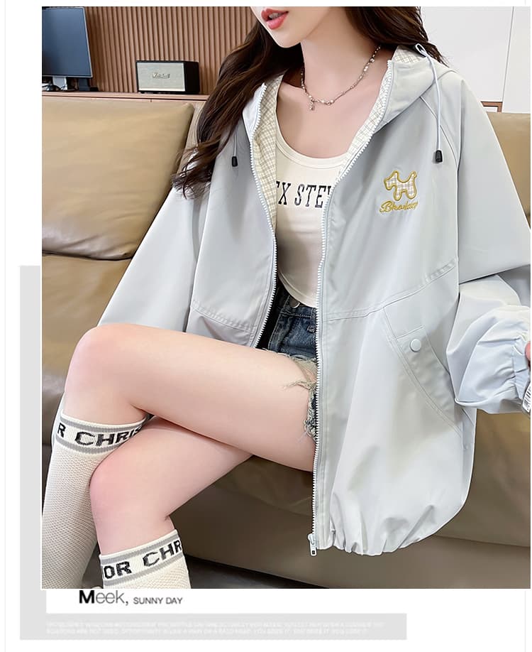 실사 2026 새로운 재킷 봄 가을 학생 싸움 체크무늬 자켓 여성 가을 슈퍼 잘 생긴 야외 후드 바람막이 상세 이미지 28