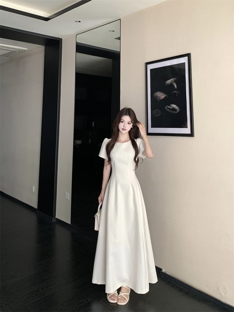 실사 빅 사이즈 새로운 프랑스식 레트로 차 휴식 품격 고급 센스 예복 치마 허리 수축 품격 슬림해 보이는 드레스 상세 이미지 5
