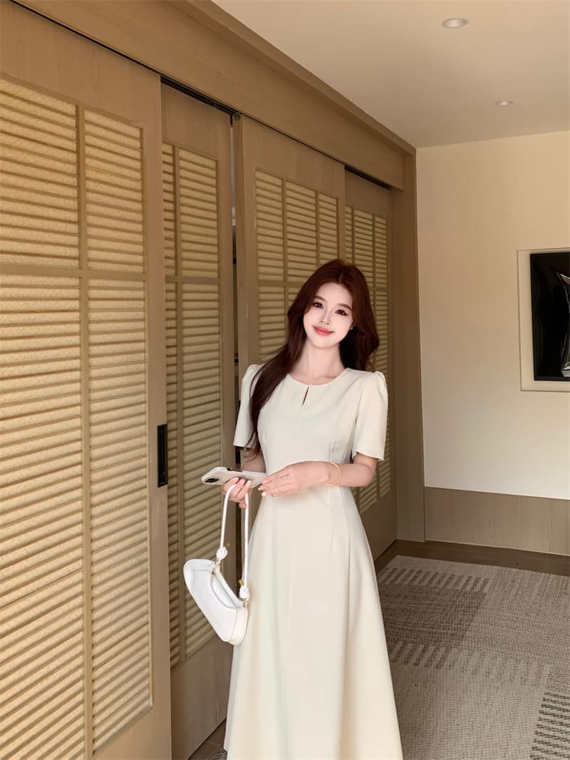실사 빅 사이즈 여름 새로운 프랑스식 레트로 품격 미니멀리즘 디자인 센스 그는 벤 바람 드레스 상세 이미지 14