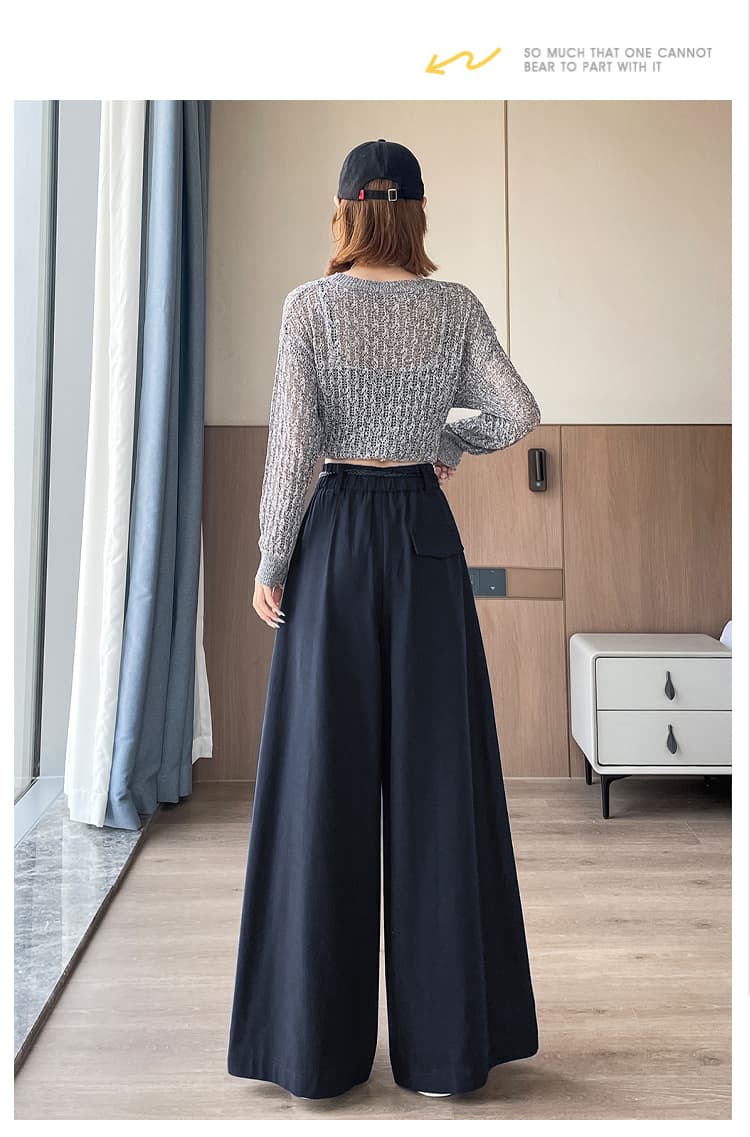 실사 이른 가을 새로운 워시 물 면 정장 스트레이트 팬츠 여성 하이웨이스트 슬림해 보이는 캐주얼 넓은 다리 길이 바지 전송되지 않음 벨트 상세 이미지 58