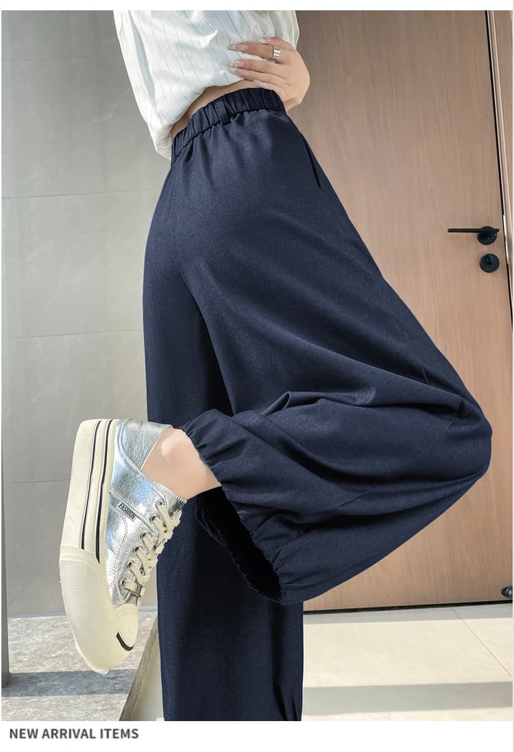 실사 이른 가을 새로운 루즈핏 슬림해 보이는 꽃밭 9 포인트 와이드 레깅스 바지 하이웨이스트 다용도 캐주얼 배기 바지 상세 이미지 34