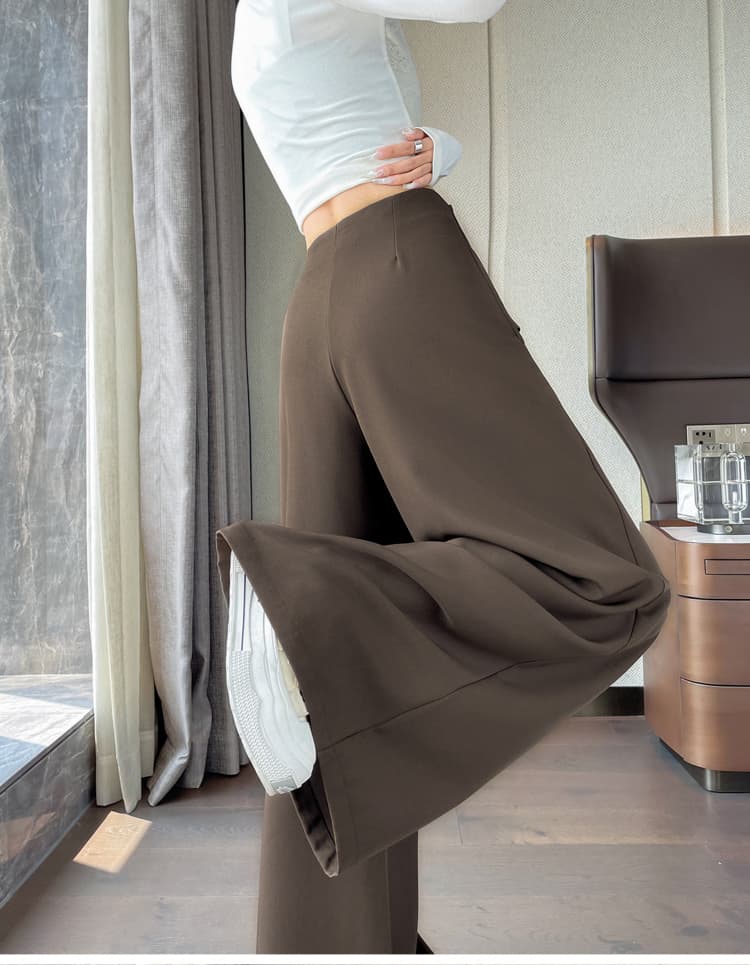실사 이른 가을 디자인 센스 하이웨이스트 와이드 레그 팬츠 한국 스타일 레이스업 슬림해 보이는 도루 센스 스트레이트 바닥 청소 바지 다용도 캐주얼 바지 상세 이미지 58