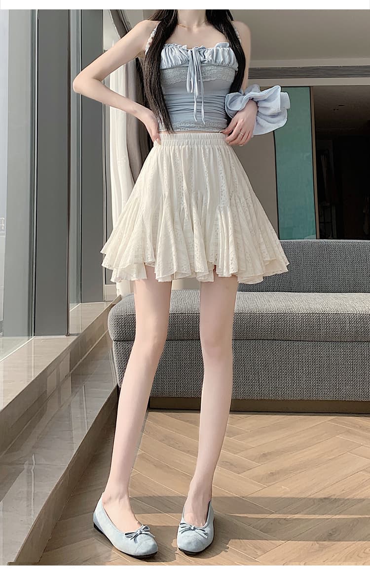 실사 소녀 센스 발레 바람이 아닙니다. 규칙 레이스 반신 스커트 2026 여름 새로운 달콤함 연령 감소 A라인 스커트 상세 이미지 20