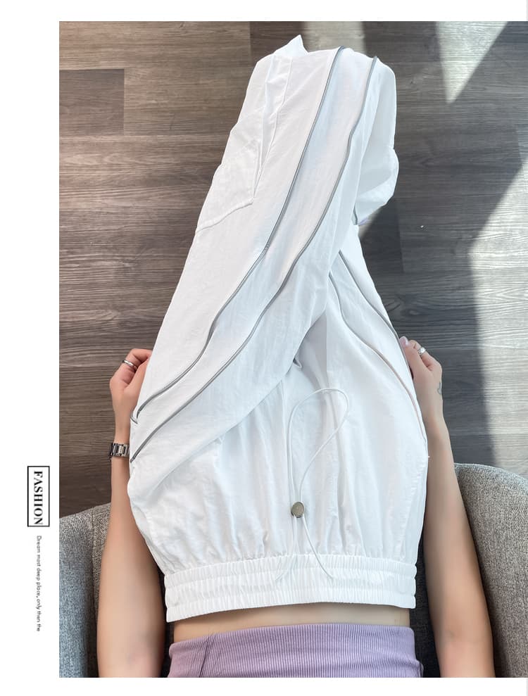 실사 여름 얇은 스타일 둘 착용 디자인 센스 주머니 워크웨어 팬츠 여성 하이웨이스트 펌프 로프 조거 속도 건조한 캐주얼 바지 상세 이미지 36