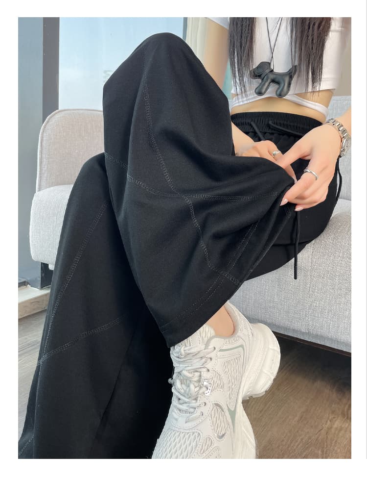 실사 디자인 센스 패션 하이웨이스트 모통이 칼 바지 둘 착용 캐주얼 웨이 바지 여름 다용도 와이드 레깅스 바지 얇은 상세 이미지 48
