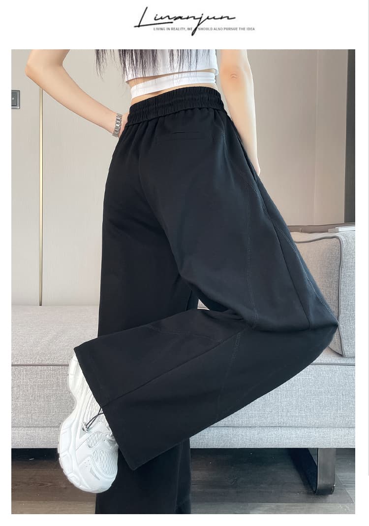 실사 디자인 센스 패션 하이웨이스트 모통이 칼 바지 둘 착용 캐주얼 웨이 바지 여름 다용도 와이드 레깅스 바지 얇은 상세 이미지 51
