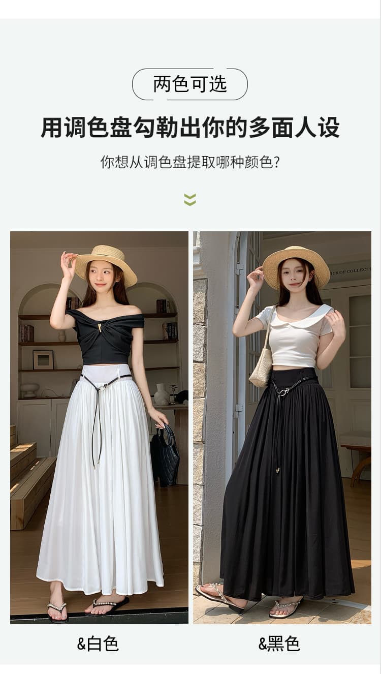 실사 휴가 바람 여름 새로운 빅 플레어 스커트 한국 스타일 하이웨이스트 품격 슬림해 보이는 도루 센스 한 마디 우산 치마 상세 이미지 8