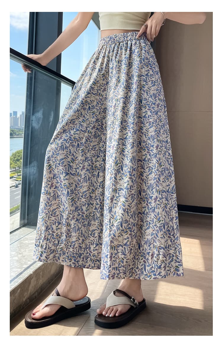 실사 레트로 느긋한 바람 캐주얼 꽃무늬 넓은 다리 캐주얼 바지 여름 얇은 스타일 다용도 도루 센스 9부 바지 바지 상세 이미지 23