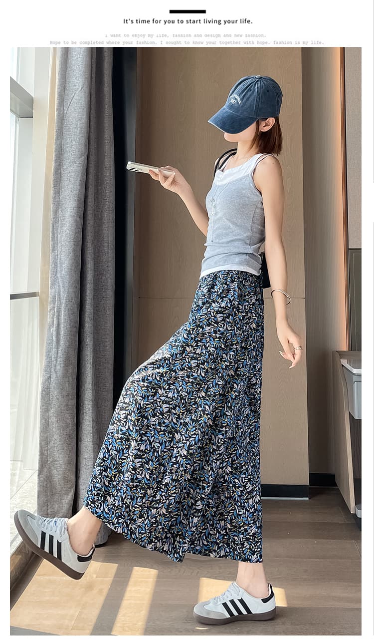 실사 레트로 느긋한 바람 캐주얼 꽃무늬 넓은 다리 캐주얼 바지 여름 얇은 스타일 다용도 도루 센스 9부 바지 바지 상세 이미지 45