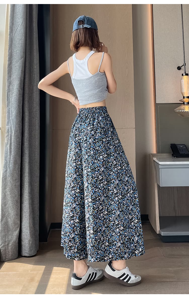실사 레트로 느긋한 바람 캐주얼 꽃무늬 넓은 다리 캐주얼 바지 여름 얇은 스타일 다용도 도루 센스 9부 바지 바지 상세 이미지 50