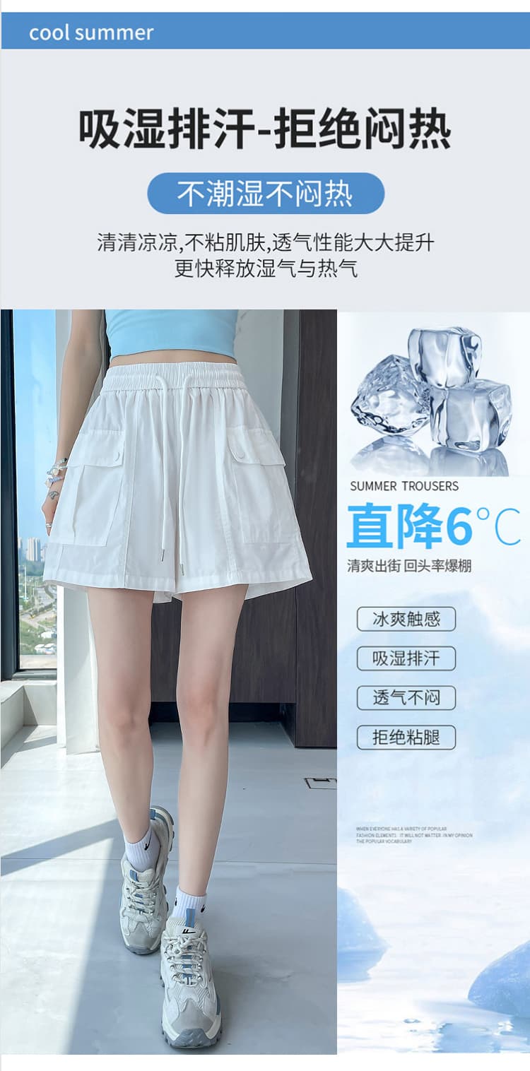 실사 패션 워크웨어 바지 여름 새로운 허리밴드 주머니 반신 스커트 노출 방지 한 마디 미니 스커트 상세 이미지 14