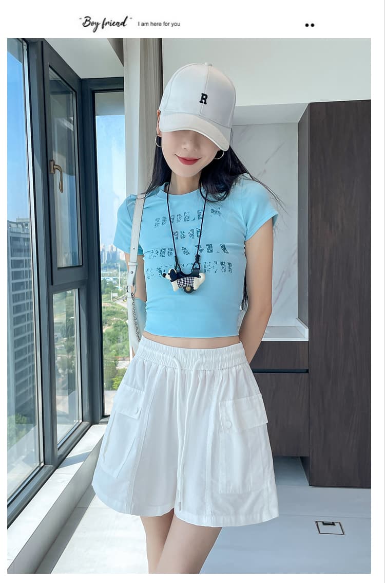실사 패션 워크웨어 바지 여름 새로운 허리밴드 주머니 반신 스커트 노출 방지 한 마디 미니 스커트 상세 이미지 69