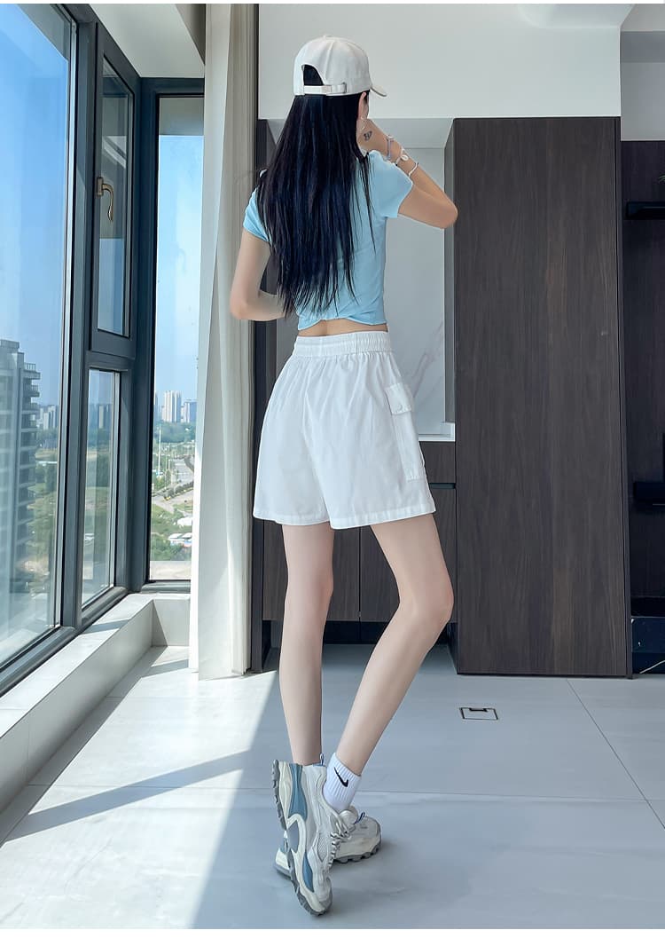 실사 패션 워크웨어 바지 여름 새로운 허리밴드 주머니 반신 스커트 노출 방지 한 마디 미니 스커트 상세 이미지 72