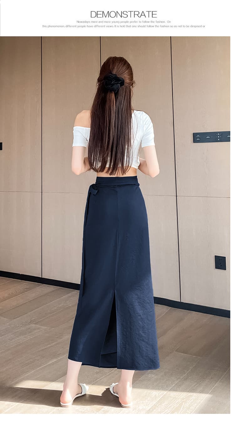 실사 디자인 센스 하나 슬라이스 측면 허리 레이스업 패션 반신 스커트 한국 스타일 표지 고기 슬림해 보이는 다용도 한 마디 롱 스커트 상세 이미지 46