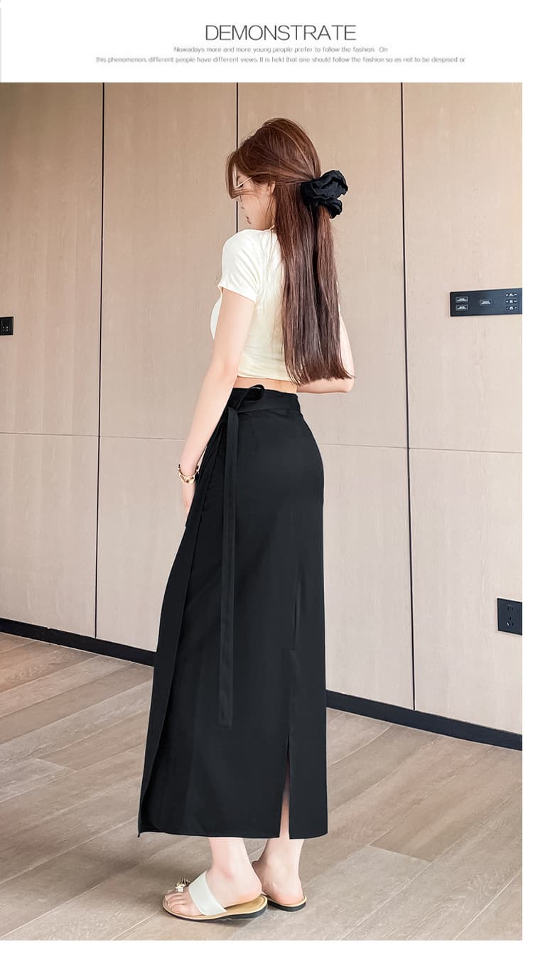 실사 디자인 센스 하나 슬라이스 측면 허리 레이스업 패션 반신 스커트 한국 스타일 표지 고기 슬림해 보이는 다용도 한 마디 롱 스커트 상세 이미지 60