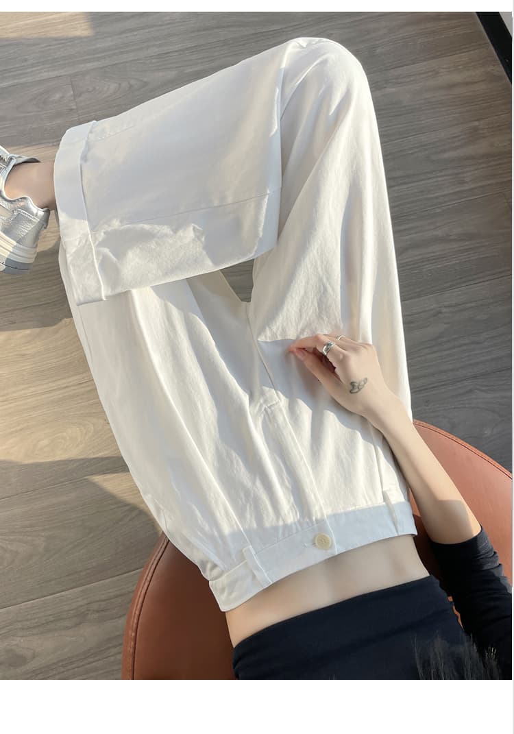 실사 이른 가을 하이웨이스트 모통이 칼 와이드 레그 팬츠 패션 워시 물 볼륨 측면 루즈핏 슬림해 보이는 워크웨어 팬츠 캐주얼 스트레이트 팬츠 상세 이미지 28