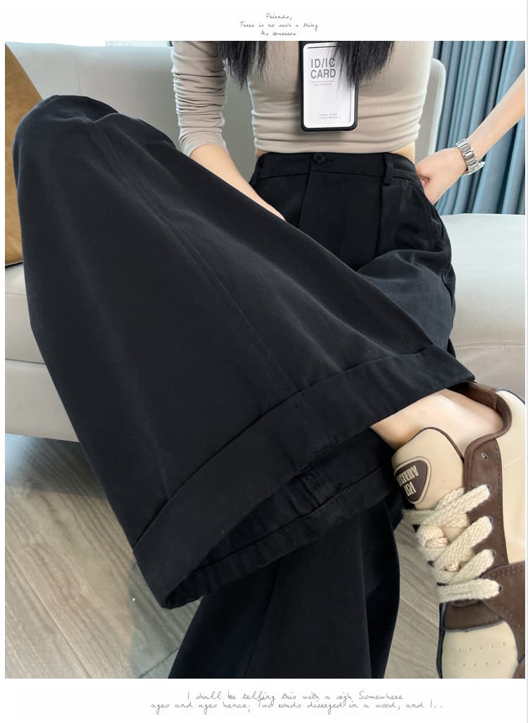 실사 이른 가을 하이웨이스트 모통이 칼 와이드 레그 팬츠 패션 워시 물 볼륨 측면 루즈핏 슬림해 보이는 워크웨어 팬츠 캐주얼 스트레이트 팬츠 상세 이미지 61
