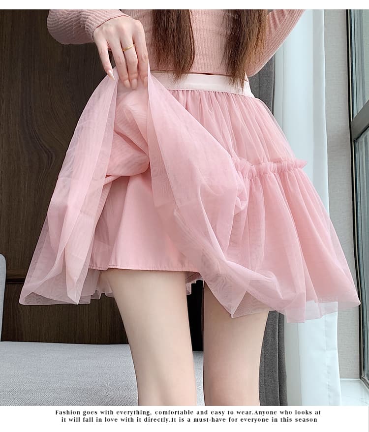 실사 발레 바람 망사 케이크 드레스 반신 스커트 가을 겨울 새로운 프릴 플리츠 퍼프 스커트 한 마디 미니 스커트 상세 이미지 42