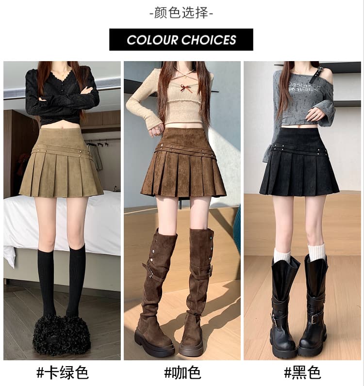 실사 디자인 센스 사슴 캐시미어 레트로 버드 나무 못 플리츠 미니 스커트 가을 겨울 새로운 하이웨이스트 ins 다용도 A라인 스커트 상세 이미지 15