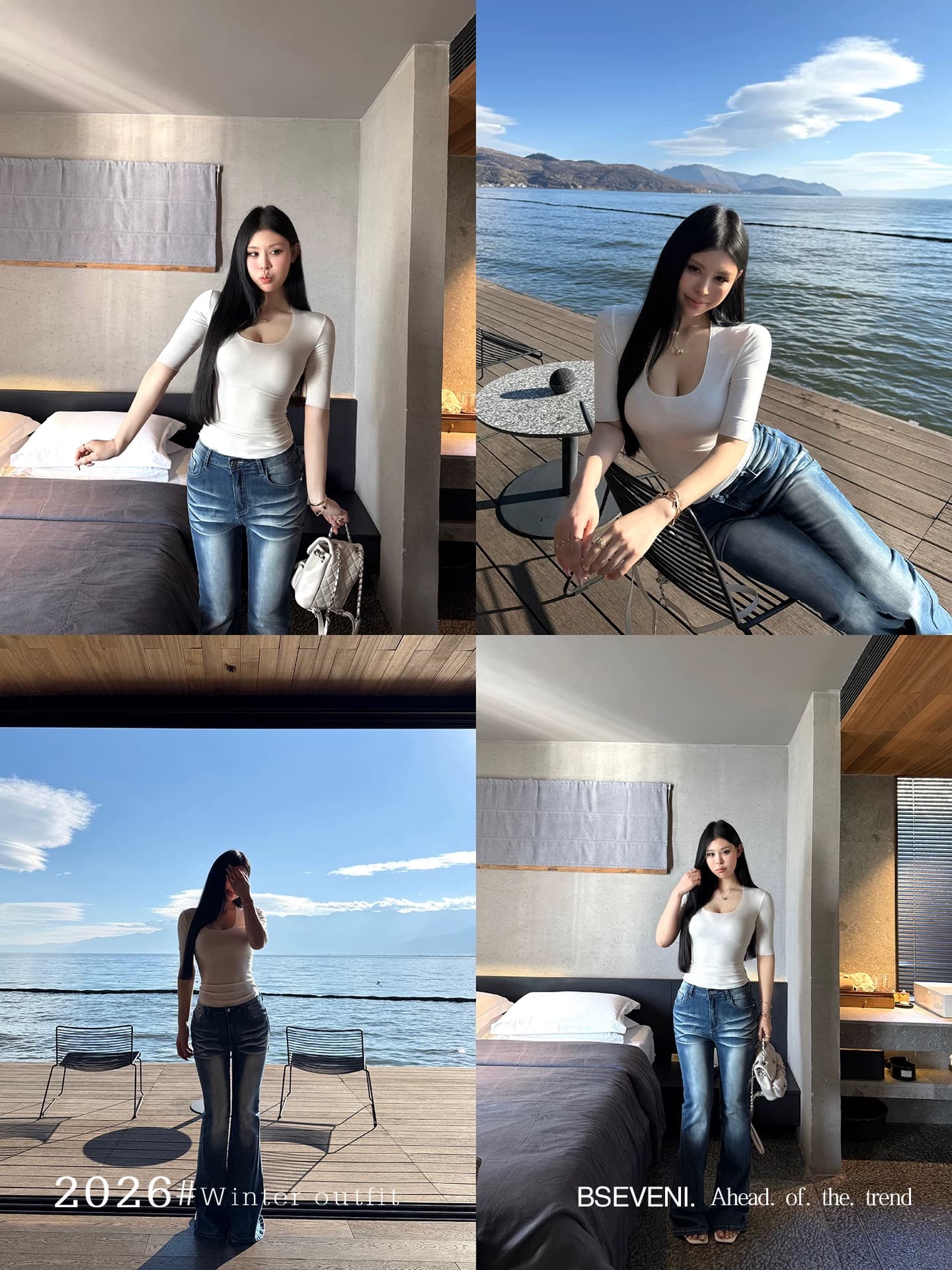 블랙 풀 법사 세븐 2026 봄 새로운 마이크로 지방 대 u 칼라 5 점 소매 티셔츠 여성 몸매 가꾸기 슬림해 보이는 다용도 반팔 맨위 이미지 3