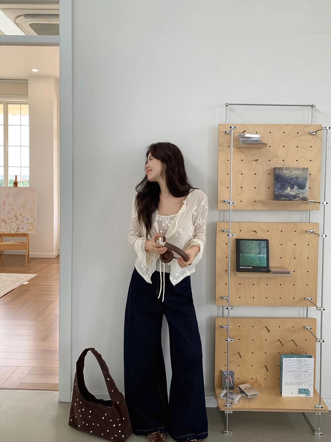 빅 사이즈 지방 mm 숙녀 바람 식물 꽃무늬 레이스업 캐미솔 조기 가을 쇼트 스타일 외부 잡아라. 의류 디자인 센스 이미지 4