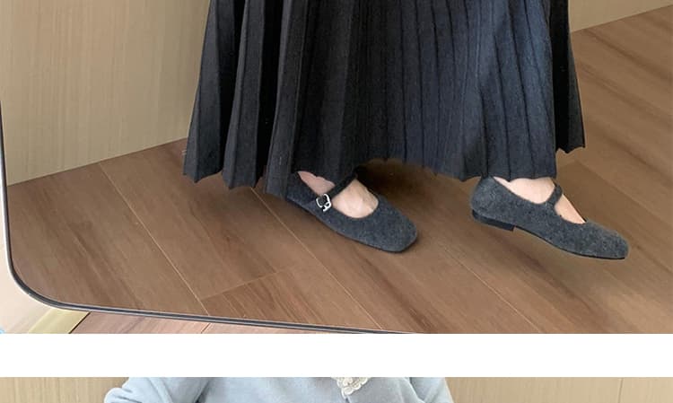 출산 착용 부드러운 바람 단색 플리츠 롱 스커트 가을 겨울 다용도 표지 고기 슬림해 보이는 하이웨이스트 루즈핏 반신 스커트 상세 이미지 19