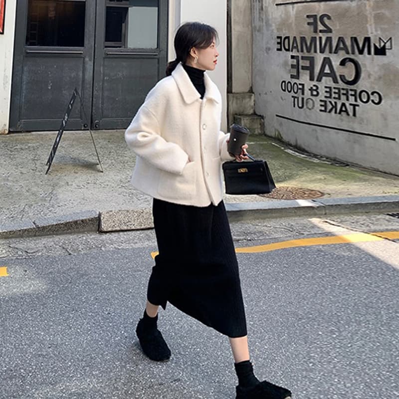 임산부 가을 겨울 패션 섹션 니트 트임 반신 스커트 트렌디 엄마 슬림해 보이는 외출용 만나는 타이트 스커트 이미지 3