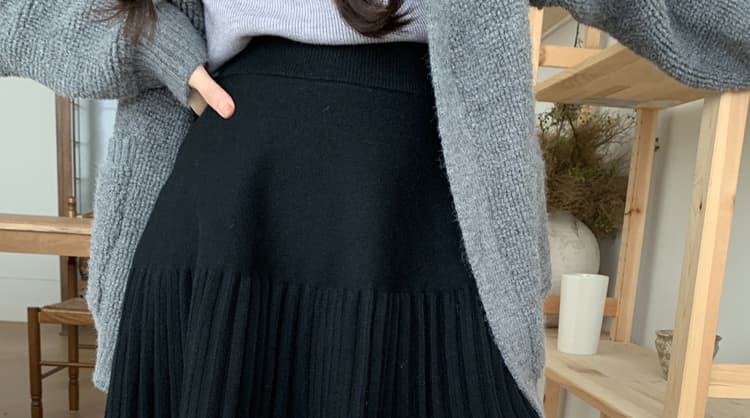 임산부 반신 스커트 가을 겨울철 새로운 플리츠 스커트 털실 니트 미니 스커트 여성 다용도 A라인 스커트 작은 키 우산 치마 상세 이미지 45