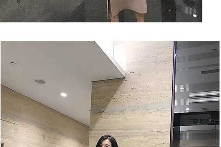 임산부 가을과 겨울 하이웨이스트 복부 지지 니트 반신 스커트 임신 기간 외출용 슬림해 보이는 트임 타이트 스커트 상세 이미지 35