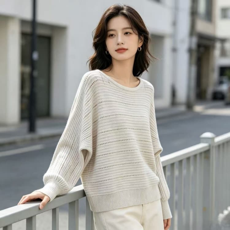 매장 실사 26 년 가을 겨울 새로운 빅 사이즈 불규칙 패션 작은 샤넬 스타일 라운드 넥 풀오버 니트 슬림해 보이는 맨위 상세 이미지 12