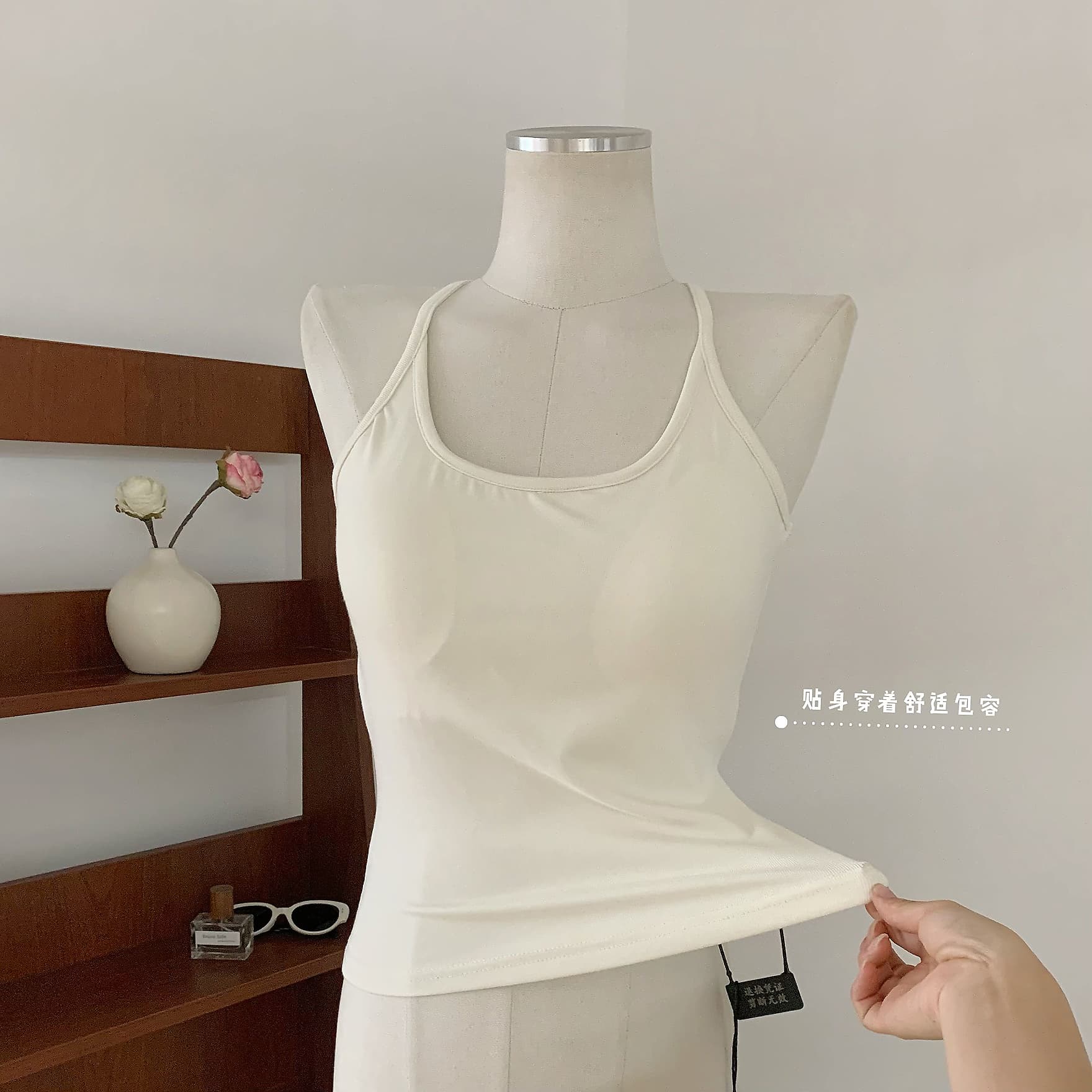 achi 대 또한 수영장 회색 리본 가슴 패드 행침 목 작은 조끼 여성 짧은 섹시함 몸매 가꾸기 단어 아름다움 뒤로 슬립 맨위 이미지 6