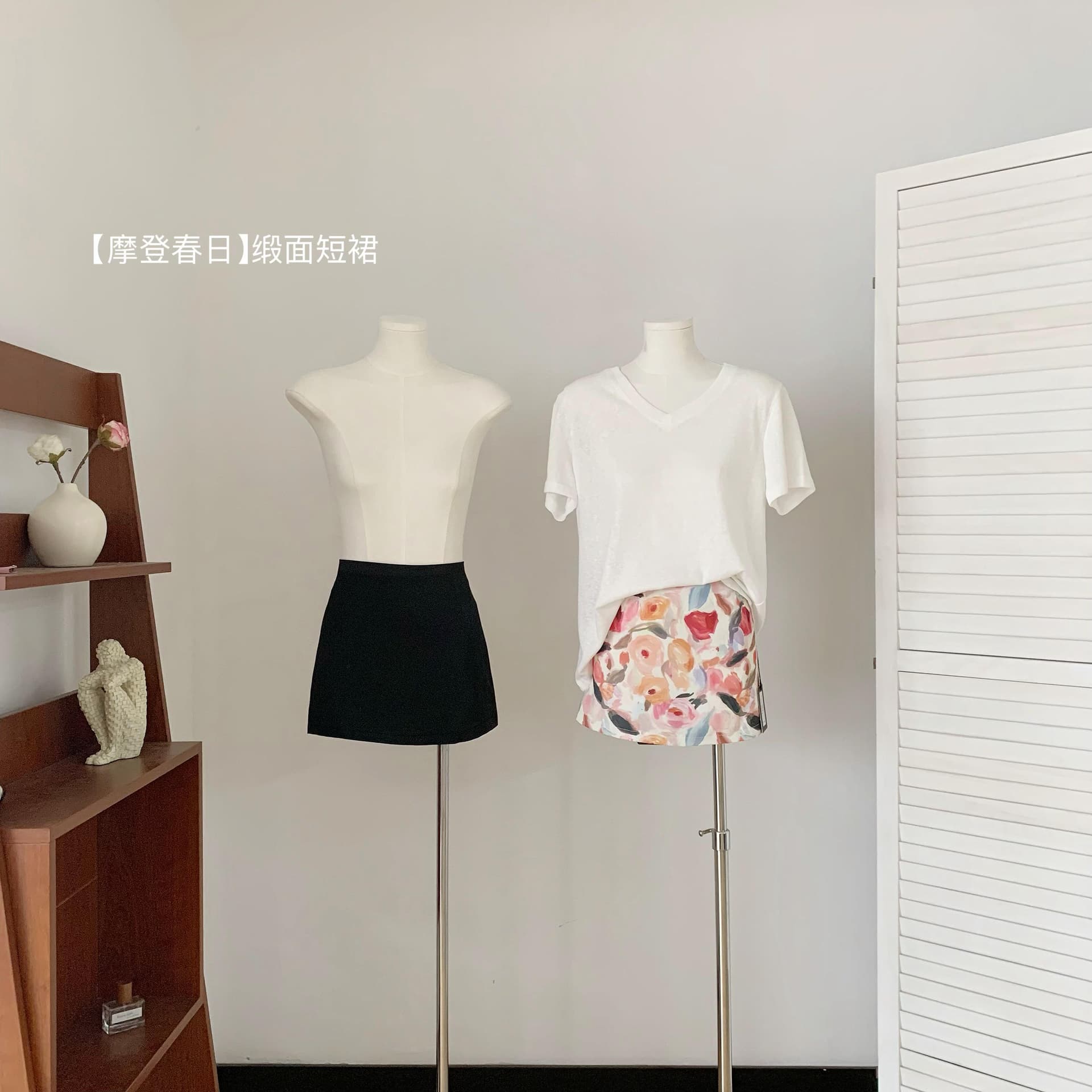 wanantong 현대 봄날 새틴 짧은 치마 안전 바지 반신 스커트 여성 봄 여름 상세 이미지 2