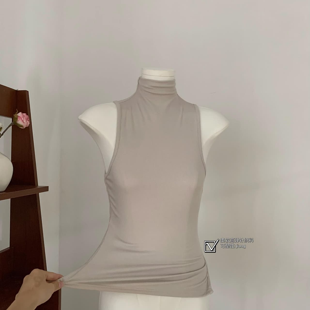 fart shop 되돌리기 부적 터틀넥 레이스업 백리스 허리 수축 조끼 여성 봄 여름 순수한 욕망 민소매 맨위 이미지 6
