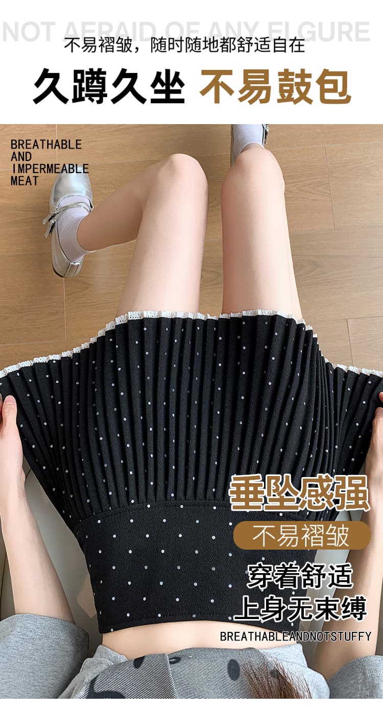 레이스 레이스 패치워크 도트 무늬 플리츠 스커트 여성 봄 하이웨이스트 슬림해 보이는 품격 한 마디 미니 스커트 노출 방지 반신 스커트 상세 이미지 9