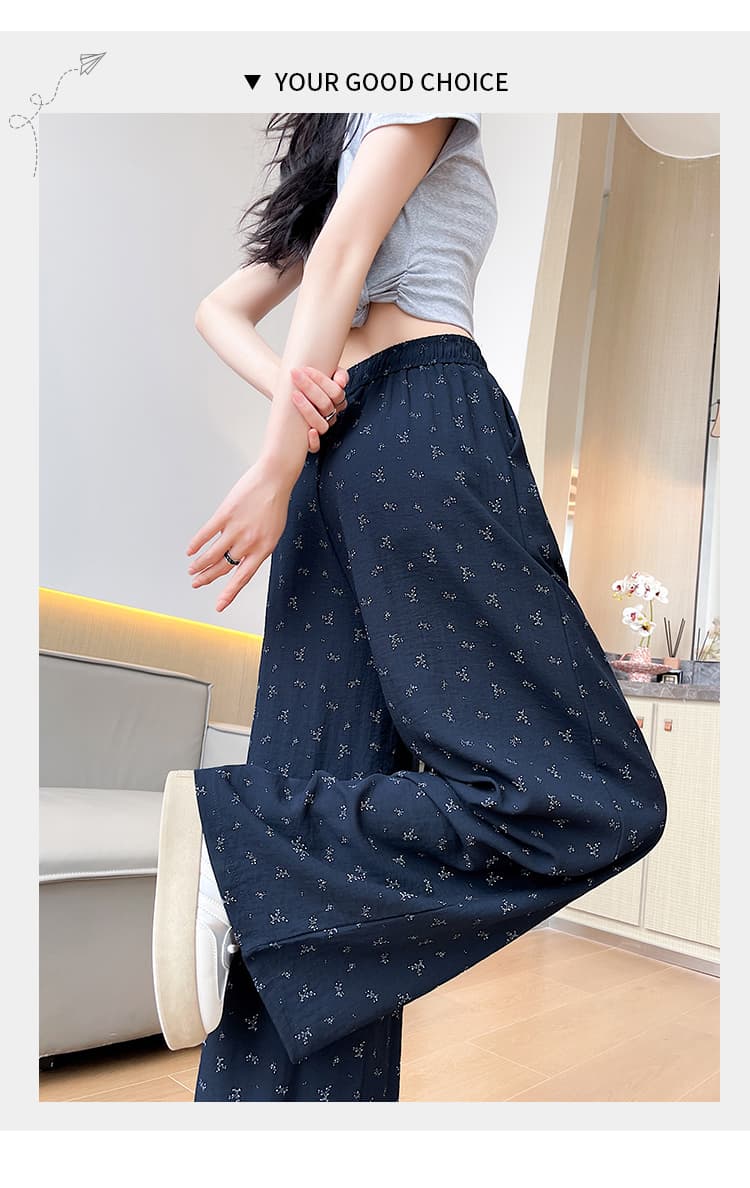 얼음 실크 면 린넨 꽃무늬 와이드 레깅스 바지 여름 얇은 스타일 도루 센스 다용도 슬림해 보이는 느슨함 느긋한 센스 캐주얼 바닥 청소 바지 상세 이미지 39