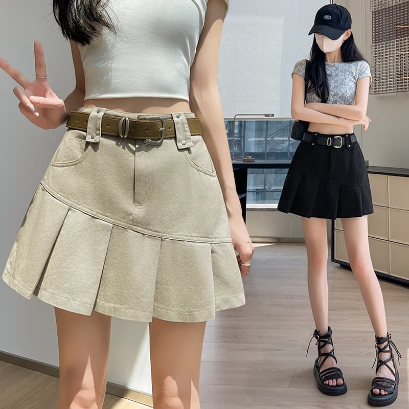 디자인 센스 여름 섹션 달콤한 차가운 핫걸 학원 플리츠 스커트 여성 작은 키 연령 감소 다용도 한 마디 캐주얼 반신 미니 스커트 이미지 3