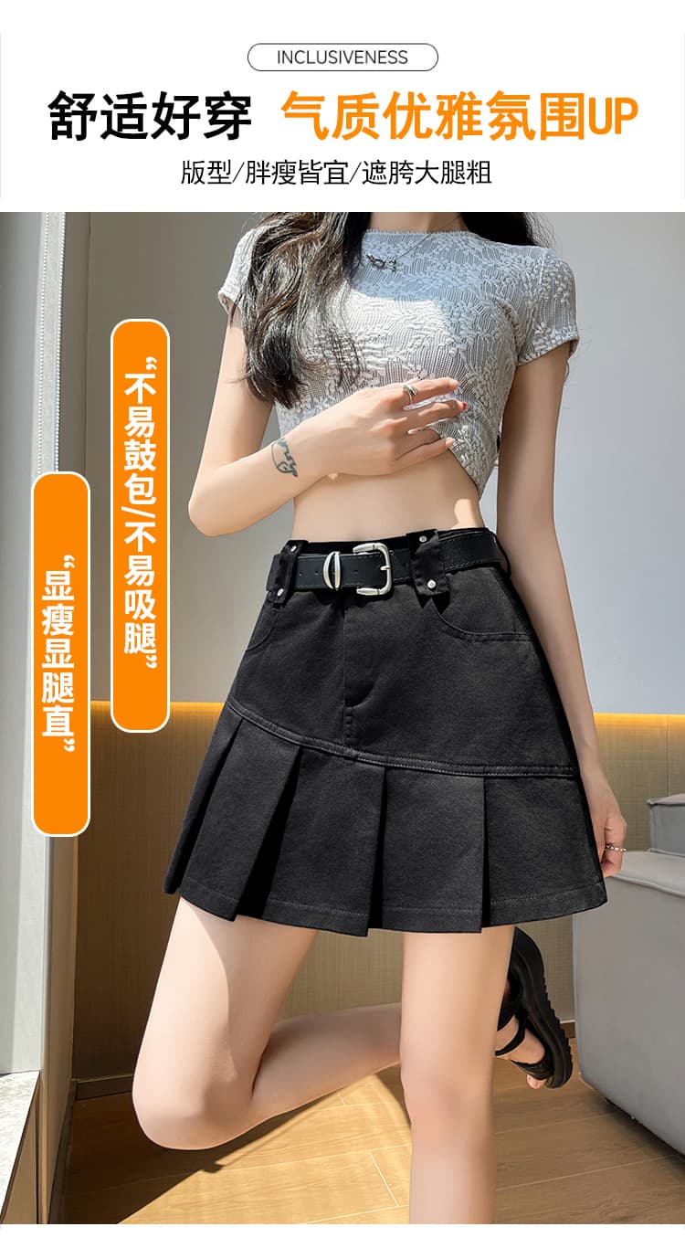 디자인 센스 여름 섹션 달콤한 차가운 핫걸 학원 플리츠 스커트 여성 작은 키 연령 감소 다용도 한 마디 캐주얼 반신 미니 스커트 상세 이미지 9