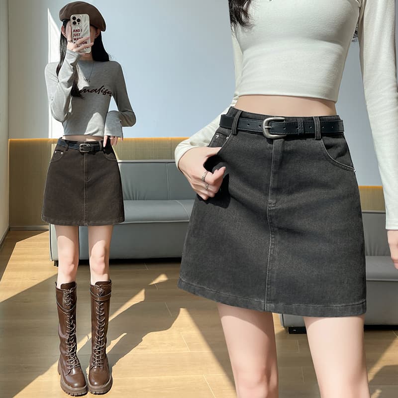 실사 워싱 페이딩 데님 타이트 스커트 여성 학원 스타일 작은 키 연령 감소 다용도 한 마디 캐주얼 반신 미니 스커트