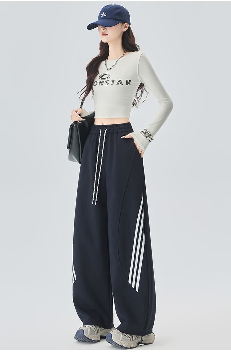 실사 당겨서 기사 모통이 칼 넓은 다리 웨이 바지 여성 가을 새로운 달콤한 차가운 핫걸 아메리칸 등산 둘 착용 운동 캐주얼 바지 상세 이미지 40