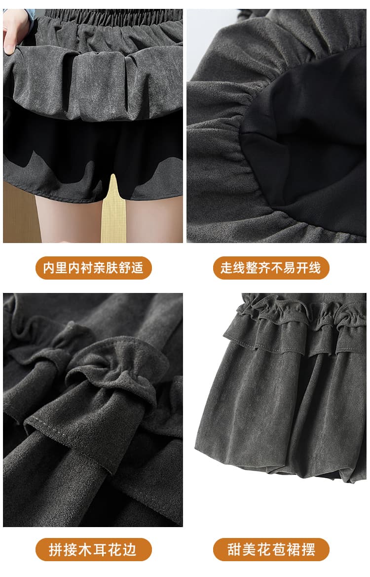 실사 연령 감소 달콤함 꽃밭 치마 여성 가을 학원 스타일 목이버섯 레이스 한 마디 미니 스커트 다용도 퍼프 반신 스커트 상세 이미지 13